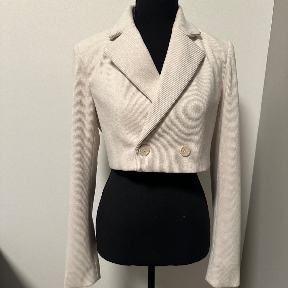 *HOUSE OF HARLOW 1960* Ivory Long Sleeve Cropped Blazer Size XS